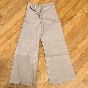 Zara Beige Flare Wide-Leg Jeans